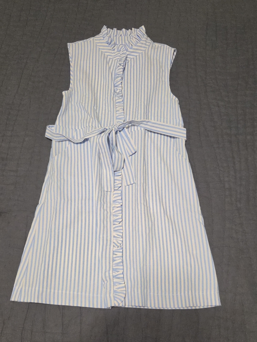 Girls Shop The Mint Blue & White Seersucket Dress with Tie